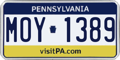 PA license plate MOY1389