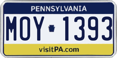 PA license plate MOY1393