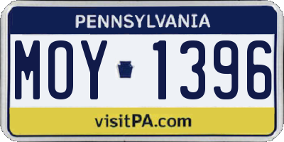 PA license plate MOY1396