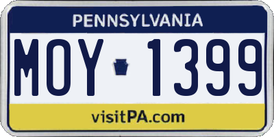 PA license plate MOY1399