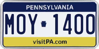 PA license plate MOY1400