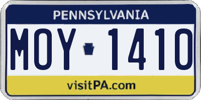 PA license plate MOY1410