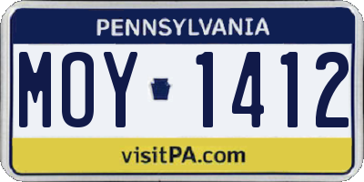 PA license plate MOY1412