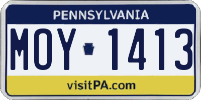 PA license plate MOY1413