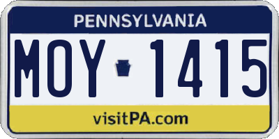 PA license plate MOY1415