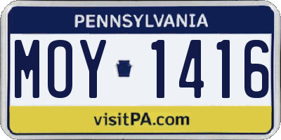 PA license plate MOY1416