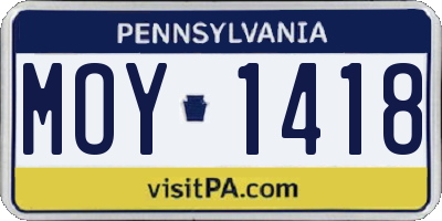 PA license plate MOY1418