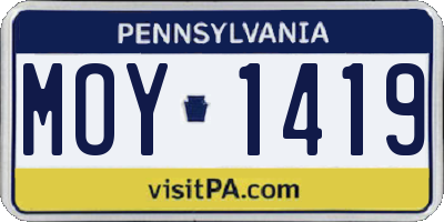 PA license plate MOY1419