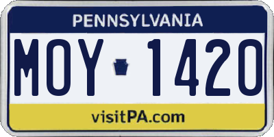 PA license plate MOY1420
