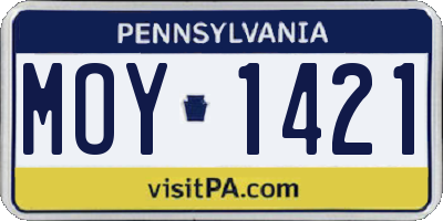 PA license plate MOY1421