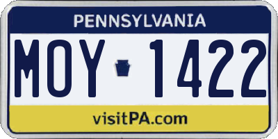 PA license plate MOY1422