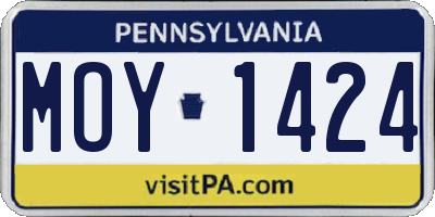 PA license plate MOY1424