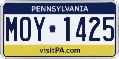 PA license plate MOY1425