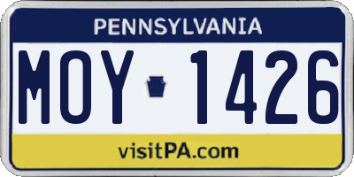 PA license plate MOY1426