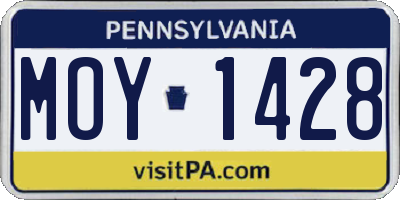 PA license plate MOY1428