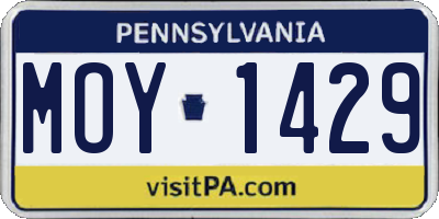 PA license plate MOY1429