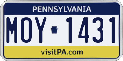 PA license plate MOY1431