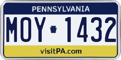 PA license plate MOY1432