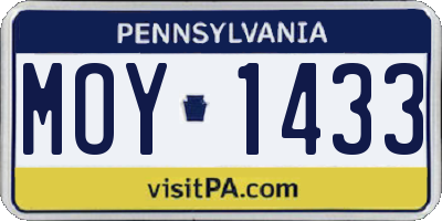 PA license plate MOY1433