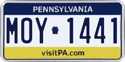 PA license plate MOY1441