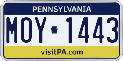 PA license plate MOY1443