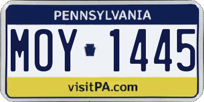 PA license plate MOY1445