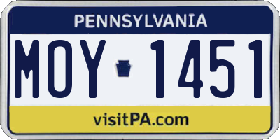 PA license plate MOY1451
