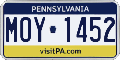 PA license plate MOY1452