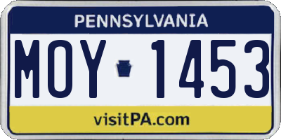 PA license plate MOY1453