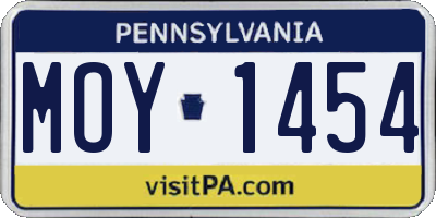 PA license plate MOY1454