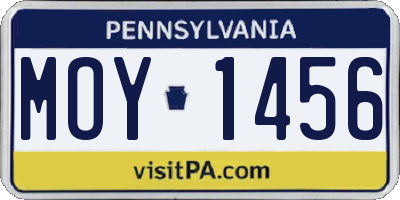 PA license plate MOY1456