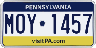 PA license plate MOY1457