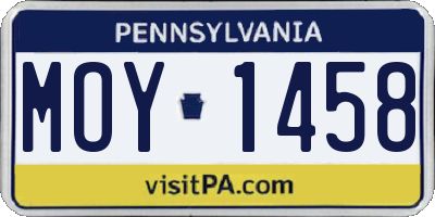 PA license plate MOY1458