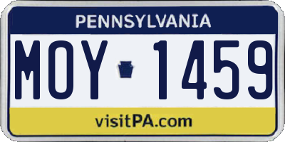 PA license plate MOY1459