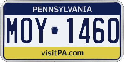 PA license plate MOY1460