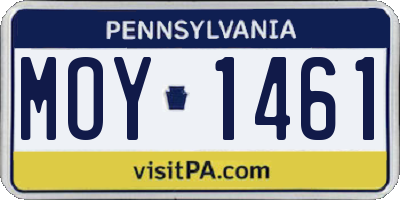 PA license plate MOY1461