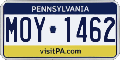 PA license plate MOY1462