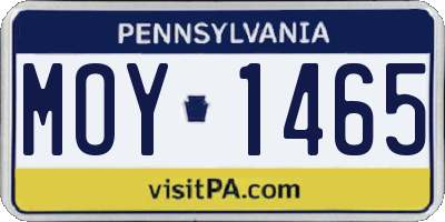 PA license plate MOY1465