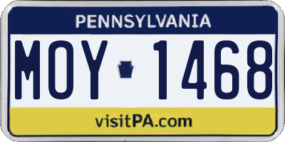 PA license plate MOY1468