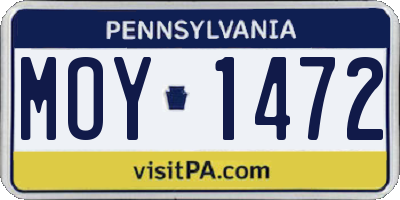 PA license plate MOY1472