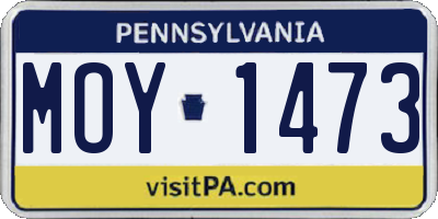 PA license plate MOY1473