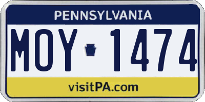 PA license plate MOY1474