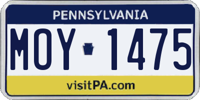PA license plate MOY1475