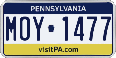 PA license plate MOY1477