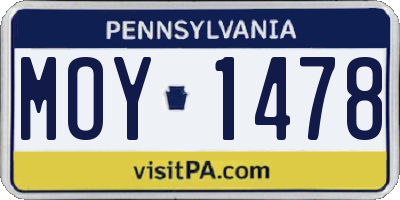PA license plate MOY1478