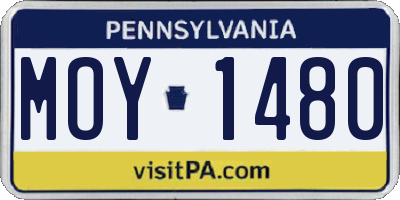 PA license plate MOY1480