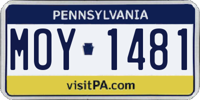 PA license plate MOY1481