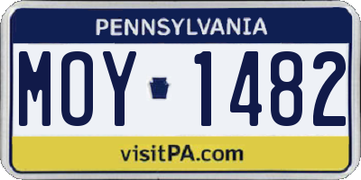 PA license plate MOY1482
