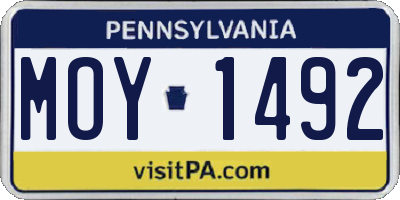 PA license plate MOY1492