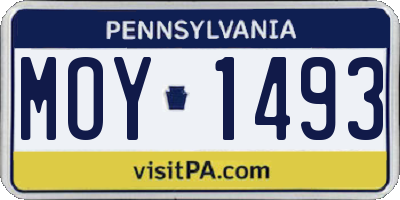 PA license plate MOY1493